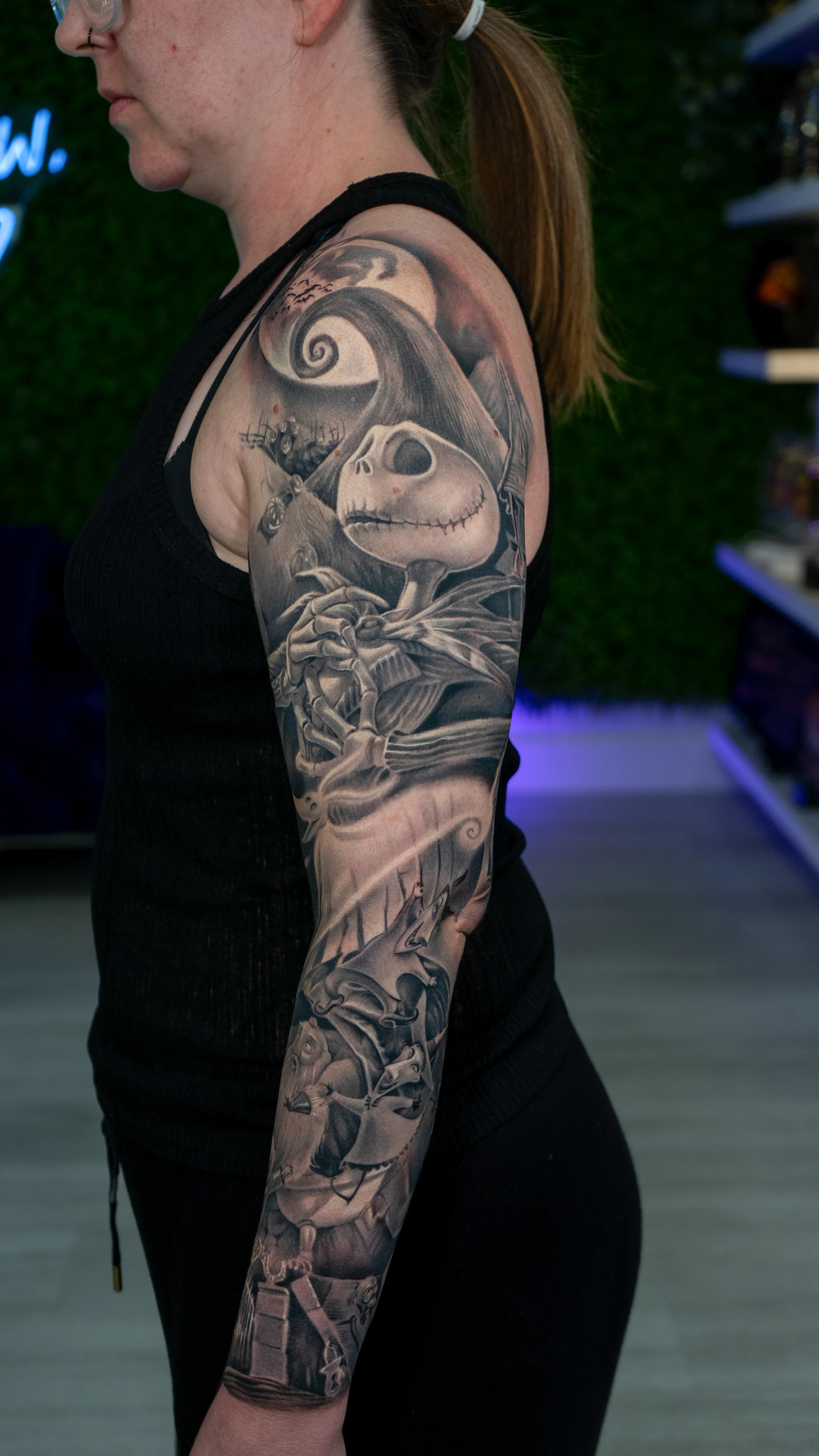 Black-and-grey Nightmare Before Christmas themed sleeve with Jack Skellington — Hector Rodriguez Goderich