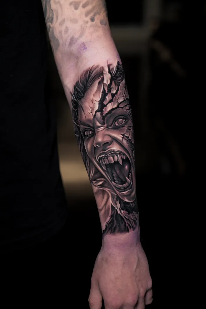 TKO Tattoo horror portrait tattoo work