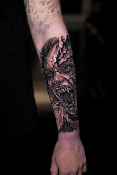 TKO Tattoo horror portrait tattoo work